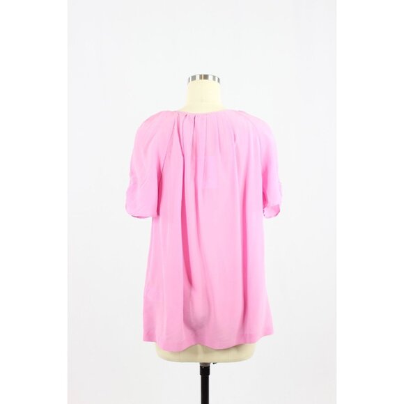 NWT JOIE Terabithia Tulip Pink 100% Silk Crepe Short Puff Sleeve Blouse, Size M - Picture 3 of 12